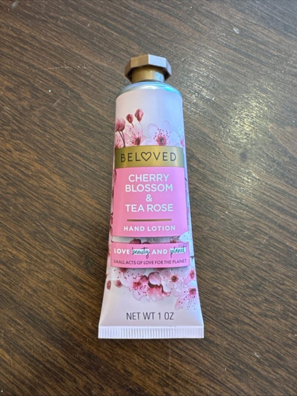 Beloved Cherry Blossom & Tea Rose Hand Cream Lotion 1oz New Love Beauty & Planet